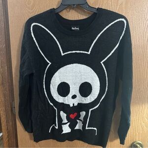 Skelanimals Jack The Rabbit Intarsia Women's Oversized Sweater, Size Medium